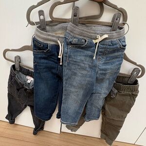 Cat & Jack - Bundle Set of Baby Toddler Boy Blue Khaki Denim Pants 18-24 Months